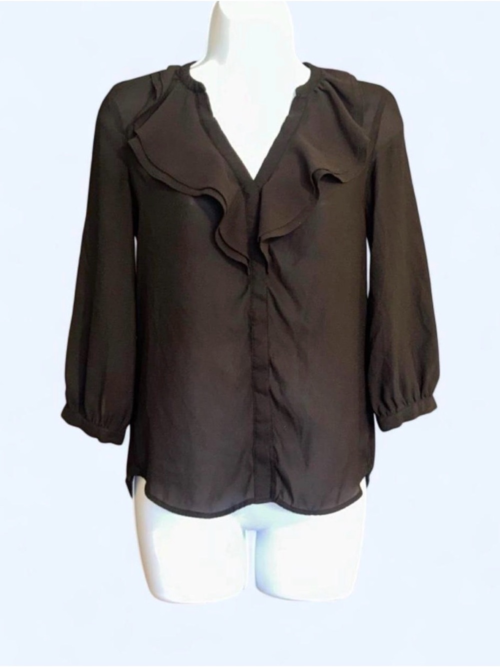 H&M Black Ruffle V-Neck Blouse